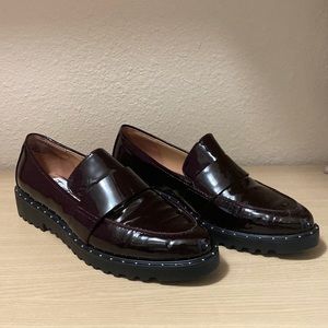 Gently worn dark maroon loafer